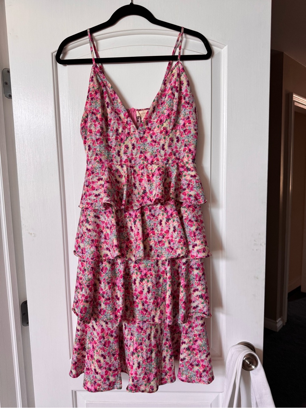 Floral Tiered Midi Dress in Pink - Picture 2 of 6